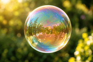 Bulle irisée dans la lumière, image du bouclier face au jugement des autres